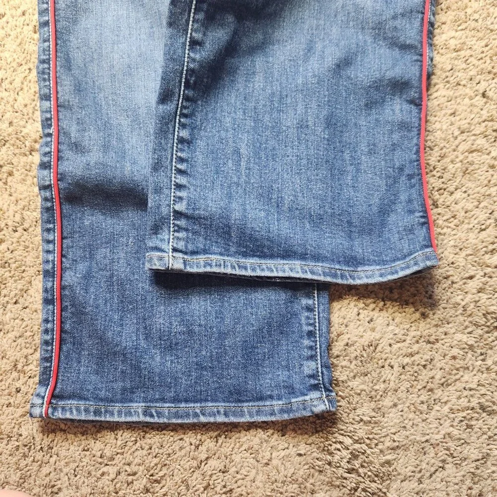 Levis Mile High Red Stripe Cropped Wide Leg Jeans